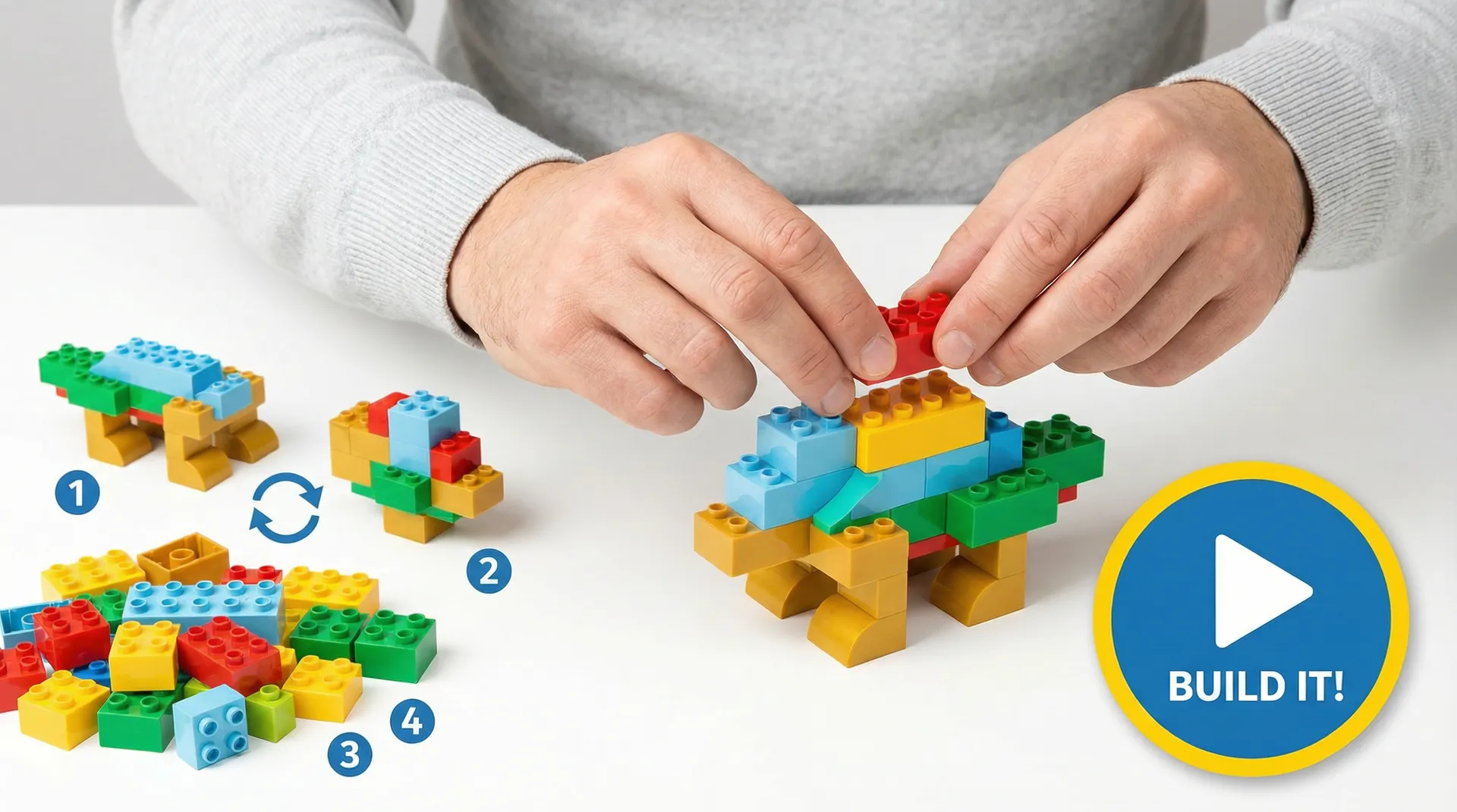 小马拉大车 - 恐龙积木拼装教程